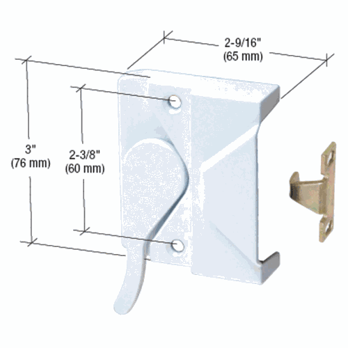 CRL H3953 Right-Hand White Casement Window Lock, 2-3/8