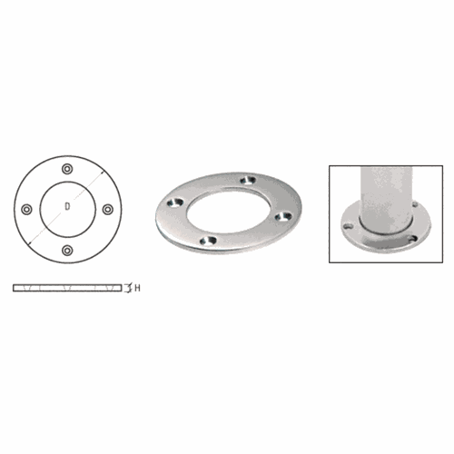 CRL SA25PS Polished Stainless Round Base Plate for 1.5