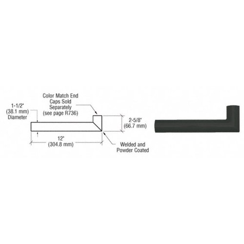 CRL ARWR1BL Matte Black Quick Connect Wall Handrail Return for 1.5