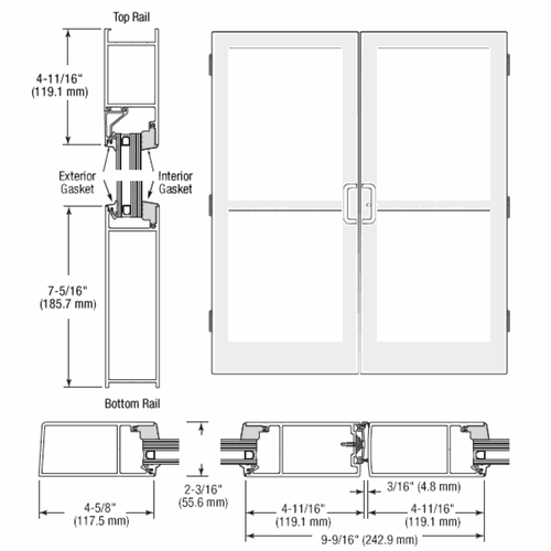 CRL SZ62552 U.S. Aluminum White KYNAR StormFront Custom Butt Hinge Entrance Doors