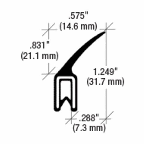 CRL 75001612 Vertical Fin Trim Seal, Flange .079