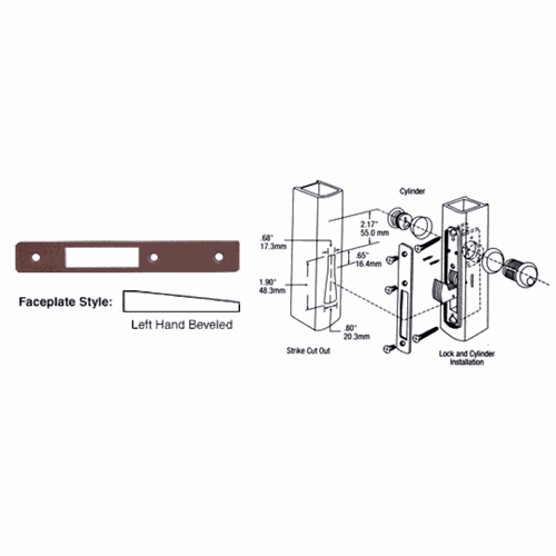 CRL DL2134DU Dark Bronze Left-Hand Beveled Faceplate for DL2130 Deadlocks