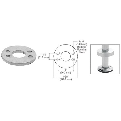 CRL PR15FWS Mill Finish Stainless Steel Base Flange for 1.5