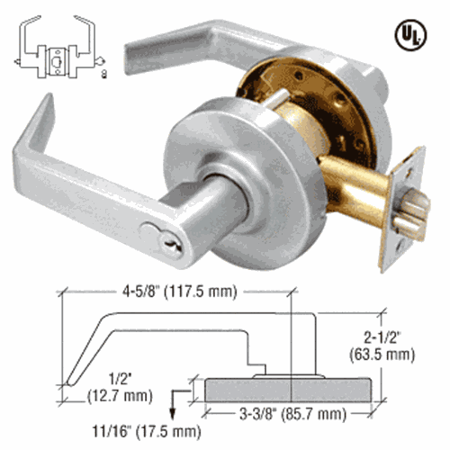 CRL D62ENT Brushed Chrome Heavy-Duty Grade 1 Lever Lockset - 7-Pin SFIC