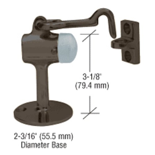 CRL DL2521DU Dark Bronze Heavy-Duty Floor-Mounted Door Stop with Hook and Holder