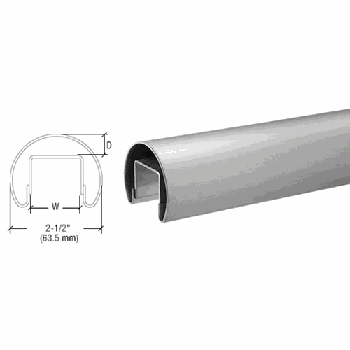 CRL LR25BS Brushed Stainless 63.5mm Cap Rail for 21.52/25.52mm Glass - 3m Long