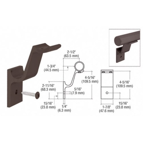 CRL ARHB1BRZ Matte Bronze Quick Connect Aluminum Handrail Bracket for 1.5