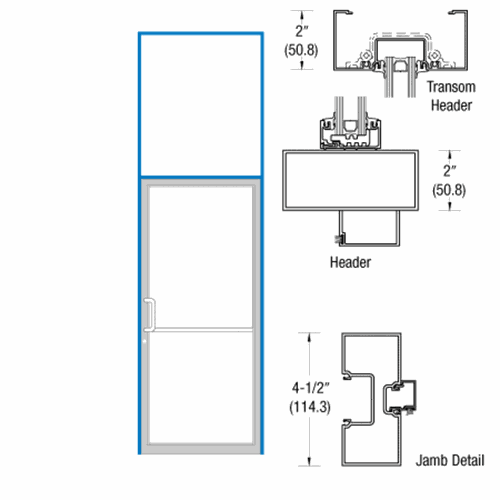 CRL FR91111L036105 U.S. Aluminum Clear Anodized Transom Frame for Right-Hand Single Door