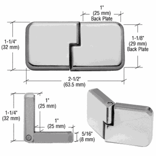 CRL UVHG3BN Brushed Nickel UV Bond Classic Glass Door Hinge