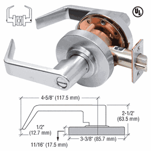 CRL D30PRV Brushed Chrome Heavy-Duty Grade 1 Privacy Lever Lockset