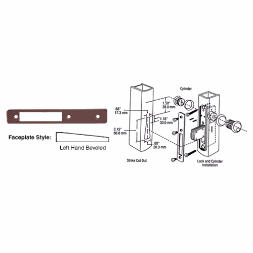 CRL DL2114DU Dark Bronze Left Hand Beveled Faceplate for DL2110 Deadlocks
