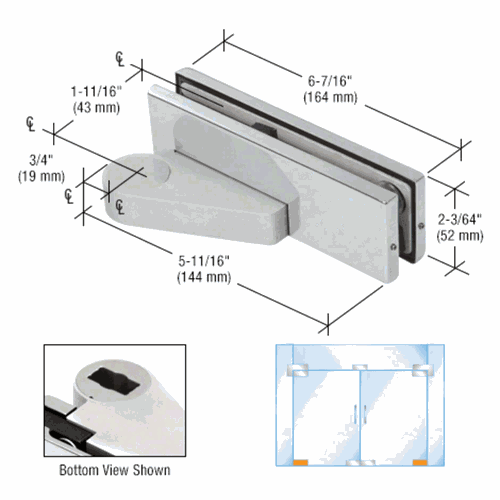 CRL 0PF10RPS Polished Stainless Right Offset Bottom Door Patch Fitting