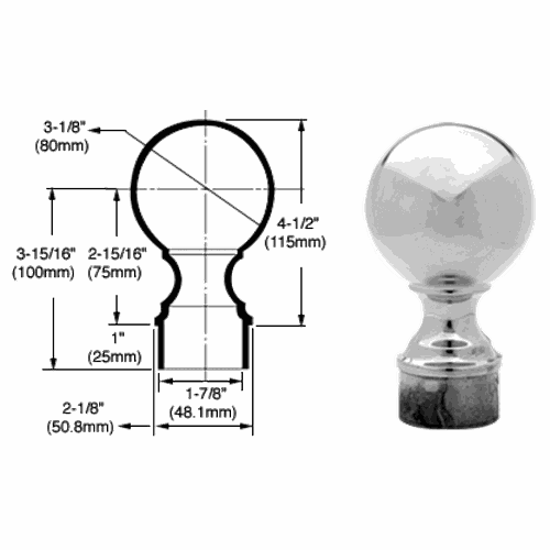 CRL SA508PS Polished Stainless Steel Ball End Cap for 2