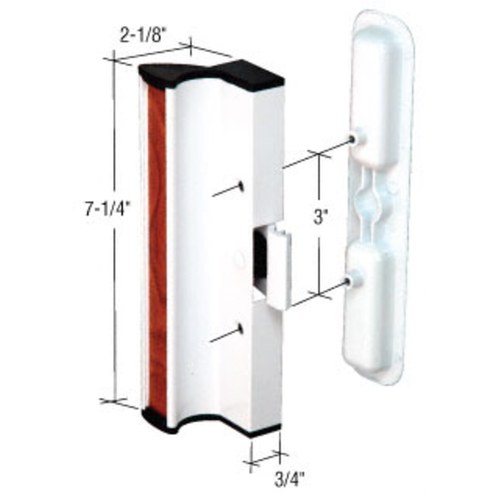 CRL C1202 White Clamp Surface Mount Handle for 950 Series Dual Glazed Doors