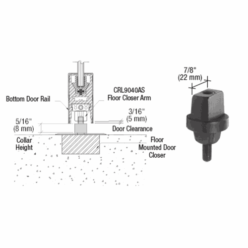 CRL 9040S8 Floor-Mounted Closer, 5/16