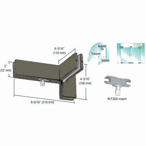 CRL PH41LDU Dark Bronze Left Hand Sidelite Transom Patch with Support Fin Bracket