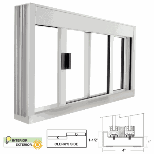 CRL DW4836SX0UA DW Deluxe Unglazed Service Window with Stainless Steel Step Sill
