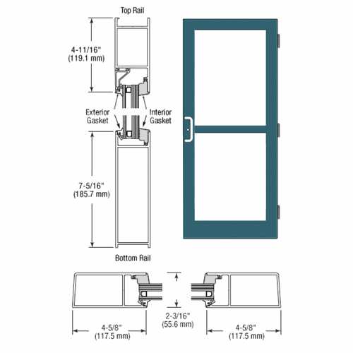 CRL SZ61571 U.S. Aluminum StormFront Custom KYNAR Single Butt Hinge Entrance Door