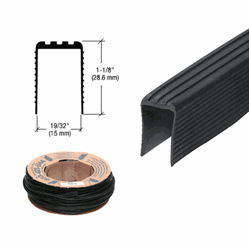 CRL GR6PV Black 15mm U-Channel Vinyl Insert Cap Rail - 100' Roll