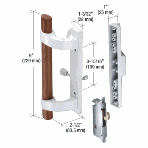 CRL C1219 White Sliding Glass Door Handle with Mortise Lock