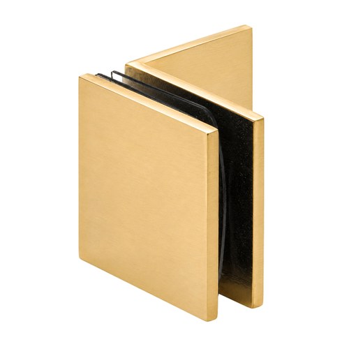 CRL SGC039SB Satin Brass Fixed Panel Square Clamp with Large Leg