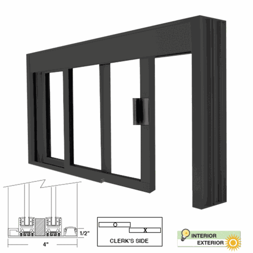 CRL DW48360XUDU DW Deluxe Unglazed Service Window - Standard Size with Half-Track