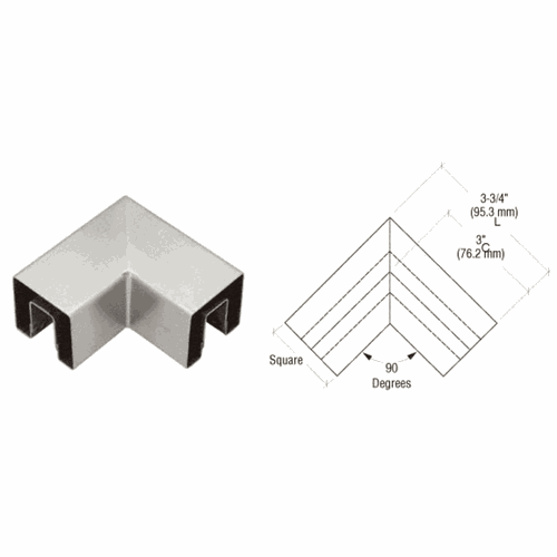CRL GRSC15HBS Brushed Stainless 90 Square Cap for Horizontal Corners