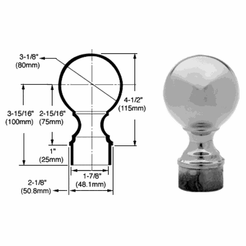 CRL SA508BS Brushed Stainless Steel Ball End Cap for 2
