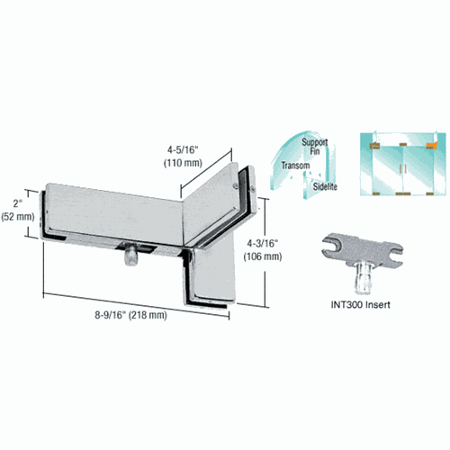 CRL PH41LBS Brushed Stainless Left-Hand Sidelite Transom Patch with Support Fin