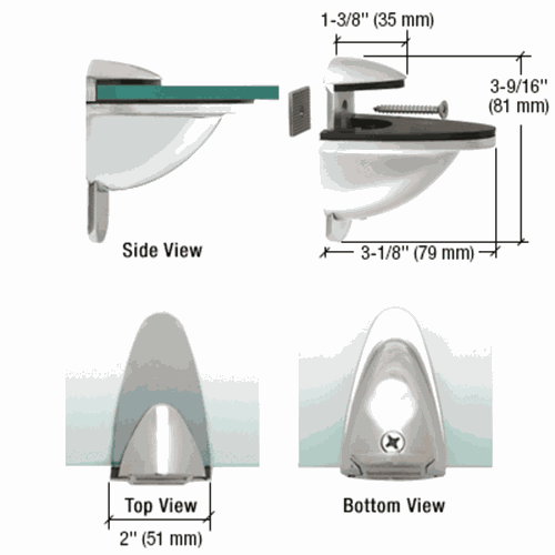 CRL DL661CH Polished Chrome Heavy-Duty Adjustable Shelf Bracket