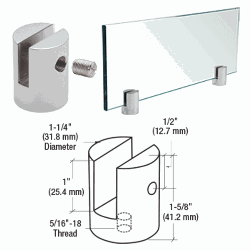 CRL SM14CH Chrome Standoff Slot Mount for 1/4