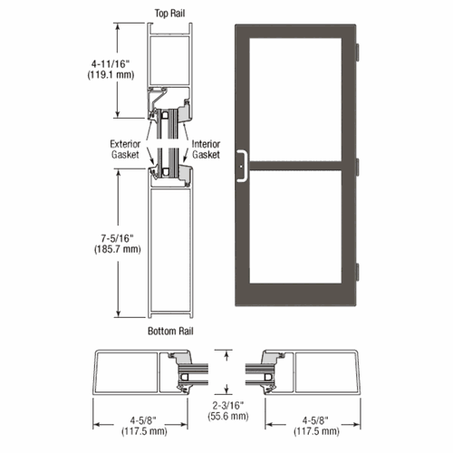 CRL SZ61522 U.S. Aluminum Dark Bronze Anodized StormFront Custom Single Butt Hinge Door