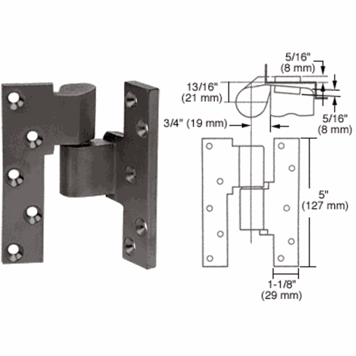 CRL M19RHDU Rixson Dark Bronze Right Hand 3/4