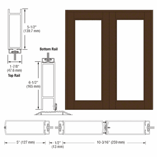 CRL DB92022 U.S. Aluminum Bronze Black Anodized Wide Stile Entrance Doors, Series 850