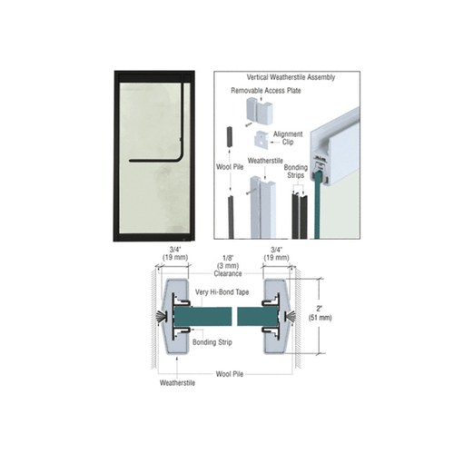 CRL W12MBLS Matte Black Vertical Weatherstile Kits for 1/2