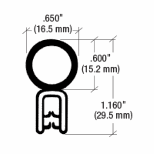 CRL 75001360 Black Vertical Bulb Trim Seal