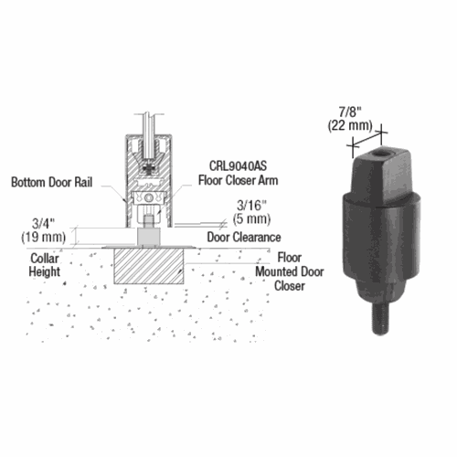 CRL 9040S18 Floor-Mounted Closer, 3/4