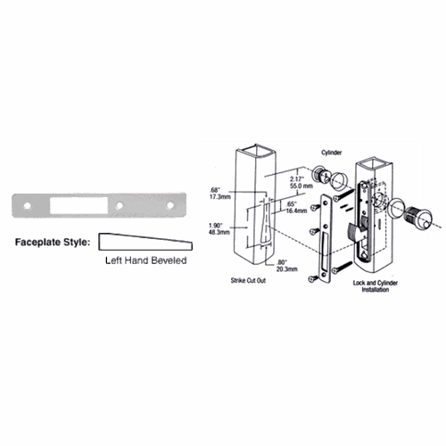 CRL DL2134A Aluminum Left Hand Beveled Faceplate for DL2130 Deadlocks
