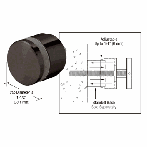 CRL ADJCAP114GM Gun Metal Adjustable Standoff Cap for 1-1/4