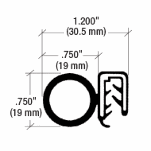 CRL 75001616 Black Horizontal Bulb Trim Seal