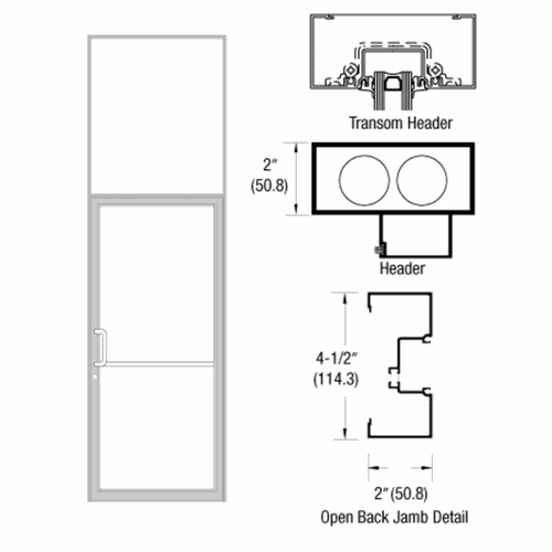 CRL 1B91111 U.S. Aluminum Clear Anodized IT451 Offset Pivot Transom Door Frame (1FT)