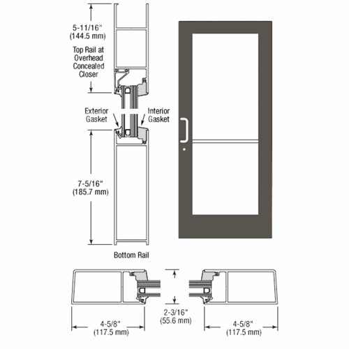 CRL SF61922 U.S. Aluminum Class I Bronze Black Anodized IG600 Series StormFront Gear Hinged Entrance