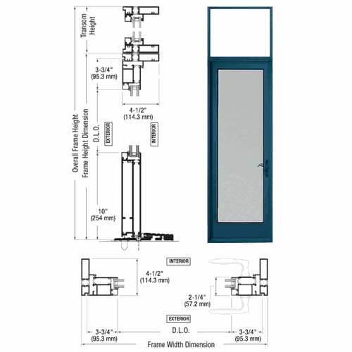 CRL PNA91571R0 U.S. Aluminum KYNAR 925 Right-Swing Transom Patio Door Hinge
