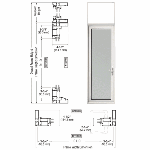 CRL TND91252R0 Custom Series 900 White KYNAR Right Swing Terrace Door with Transom Frame