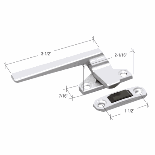 CRL H3596 Aluminum Left-Hand Casement Window Lock Handle, 1-1/2