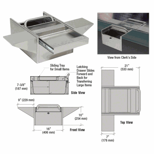 CRL FL3246C Brushed Stainless Deep Transaction Drawer with Cash Tray