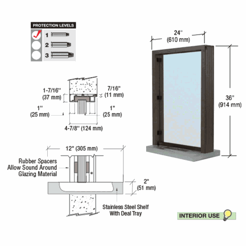 CRL S11W2436DU Duranodic Bronze Bullet-Resistant 24
