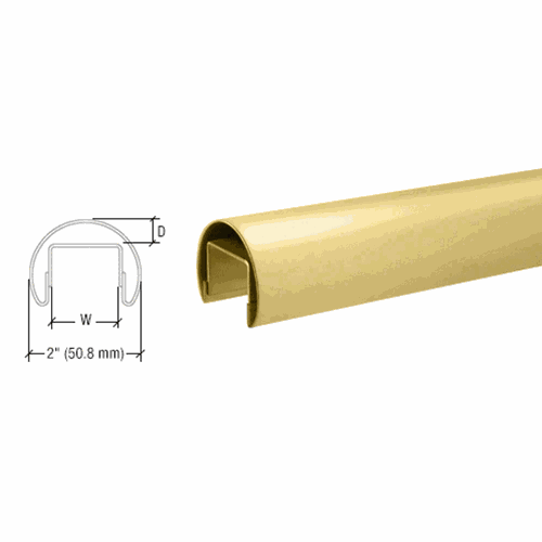 CRL LR20SB Satin Brass 50.8mm Premium Cap Rail for 21.52/25.52mm Glass - 3m Long