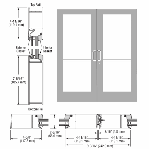 CRL SF62511 U.S. Aluminum Clear Anodized IG600 Hurricane Series 72