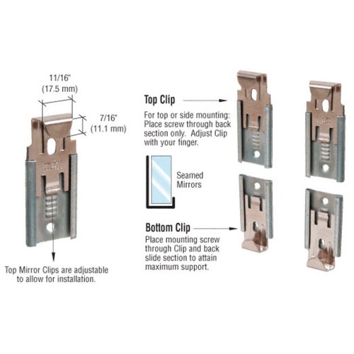 CRL 64138 Nickel Plated Adjustable Mirror Clip Set for 3/8
